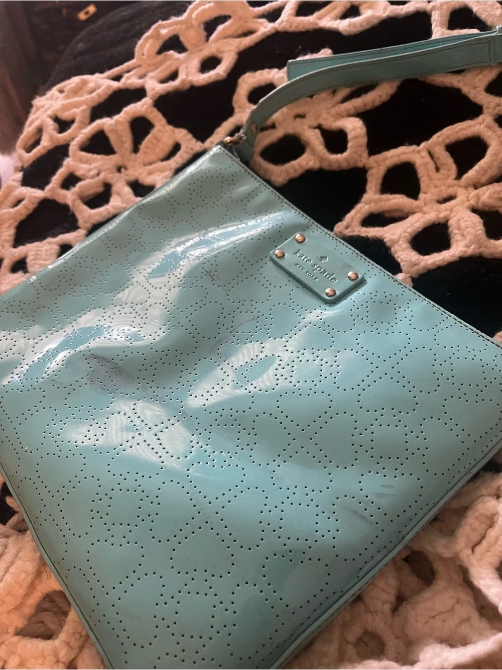kate spade Mint Green Perforated Shoulder Bag